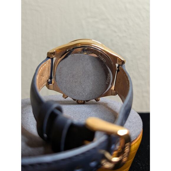 Fossil Watch BQ3121 Rose Gold Navy Chronograph Watch Leather Strap - Picture 8 of 10